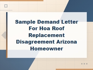 Arizona Hoa Roof Replacement Demand Letter Sample
